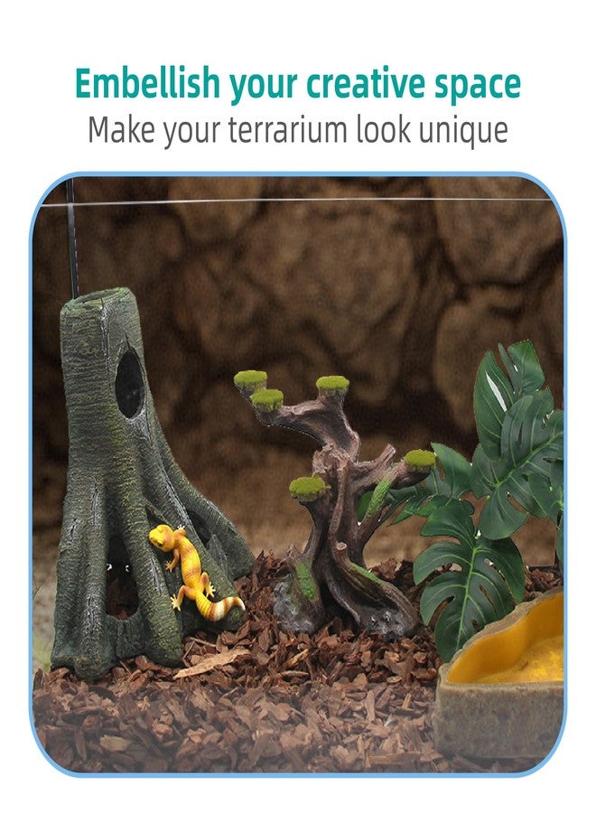 relaqcc Aquarium Decor Corner Tree Stump Trunk Hollow Betta Cichlid Cave Rocks, Reptile Tank Accessories Climing Ramp for Reptiles, Amphibians, Leopard Gecko, Snake, Lizard, Frogs, Fish - Image 4